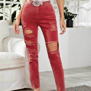 Red/Pink Tipped Jeans in M and L